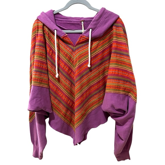 Free People  Sweatshirt Poncho Hoodie Boho SZ XS/S Oversized  NWOT - Picture 3 of 8